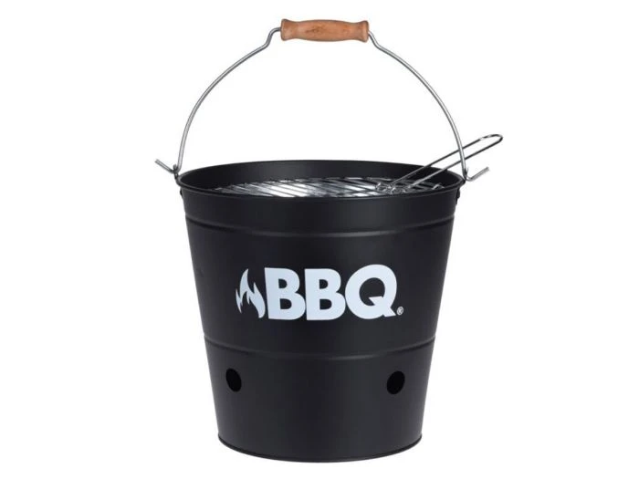 BBQ Ø 27,5 Cm Seau Barbecue Au Charbon De Bois- Noir 1 BBQ Ø 27,5 Cm Seau Barbecue Au Charbon De Bois- Noir