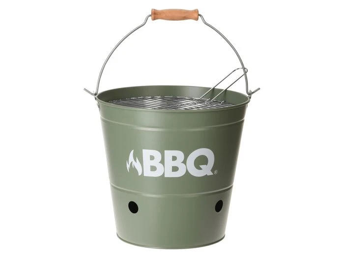 BBQ Ø 27,5 Cm Seau Barbecue Au Charbon De Bois-Vert Mat 1 BBQ Ø 27,5 Cm Seau Barbecue Au Charbon De Bois-Vert Mat
