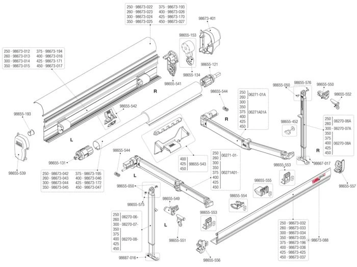 Fiamma Support Central Côté Cassette Rafter F45S 1 Fiamma Support Central Côté Cassette Rafter F45S