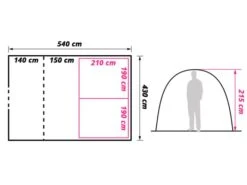 Obelink Lugano 6 XL Excellent CoolDark Tente Tunnel -Équipement De Camping floorplan lugano 6 xl ecommerce